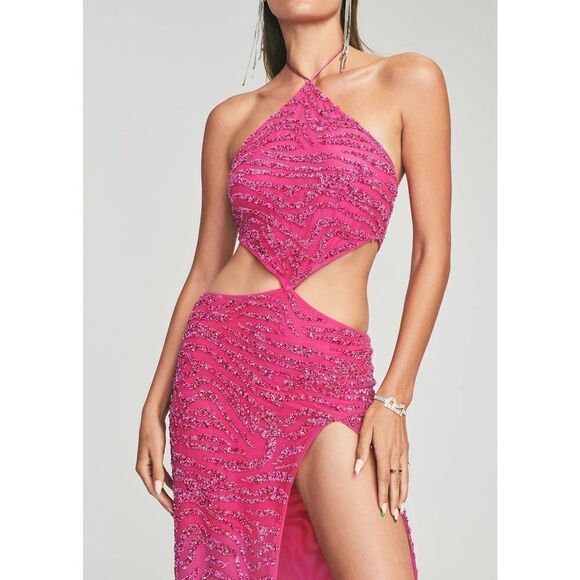 Retrofete Hendrix Dress in Fuchsia Rose Tiger Stripe Fuchsia L - Picture 2 of 9